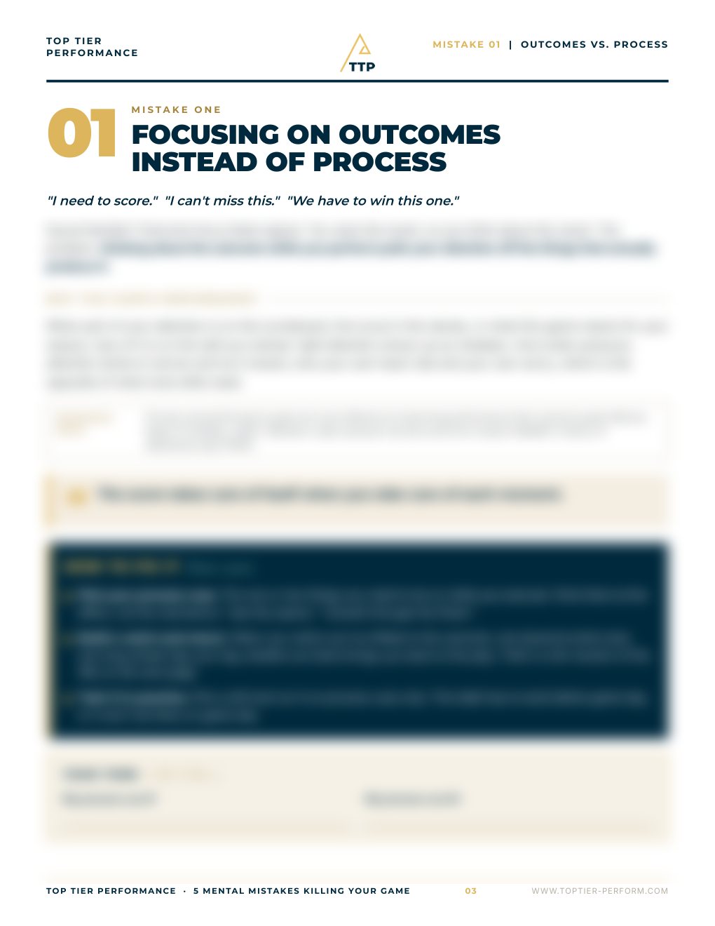 Mistake 01, Focusing on outcomes instead of process, preview page