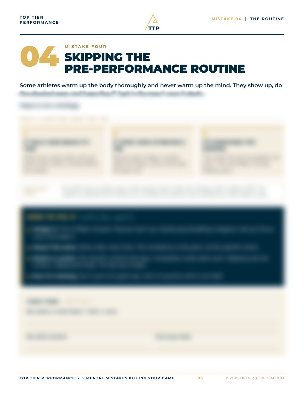 Mistake 04, Skipping the pre-performance routine, preview page